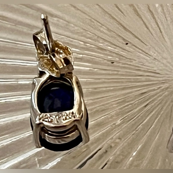 Elegant Sterling Silver with Blue Sapphire and Diamond like Gem Earrings Shining - Picture 15 of 17